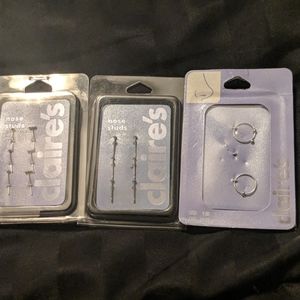 Claire's nose studs & rings - new